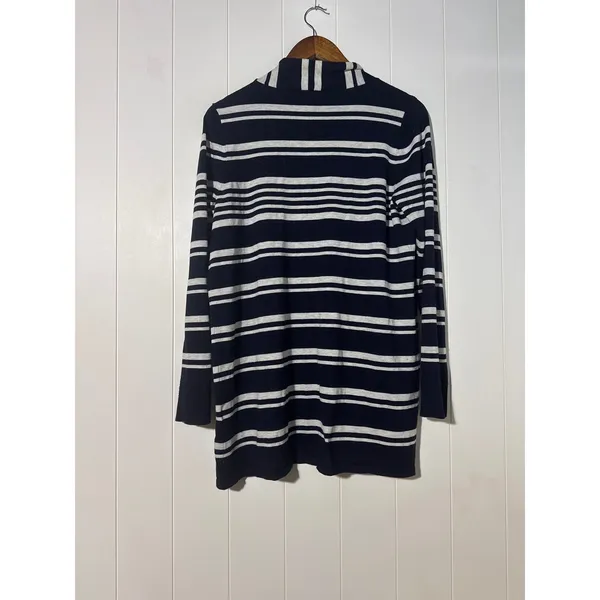 Cyrus Striped Open Front Cardigan Blue White Long Sleeve Size XL - Image 3