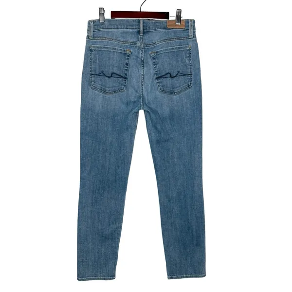 7 For All Mankind Josefina Skinny Boyfriend Jeans Medium Wash Size 27 Button Fly - Image 4