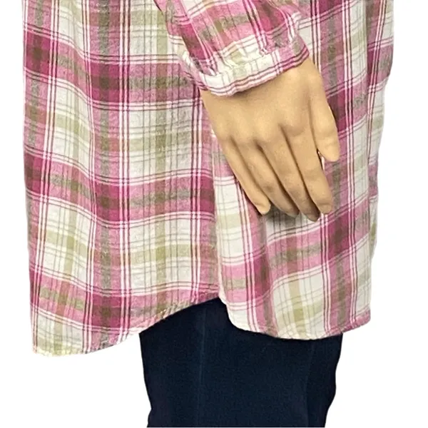 RALPH LAUREN BLUE LABEL Plaid Ruffle Front Cotton Shirt Dress/Tunic Medium - Image 5