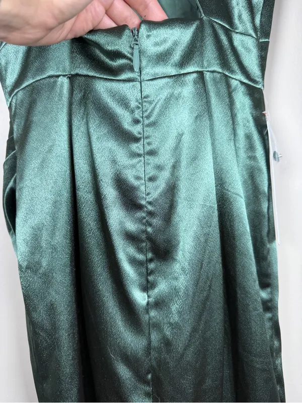 Azazie Shania Satin Bridesmaid Dress Sz 2 Eucalyptus - Image 5