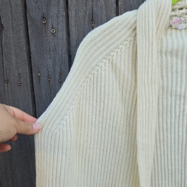 Free People Cream Knit Capa - Image 4