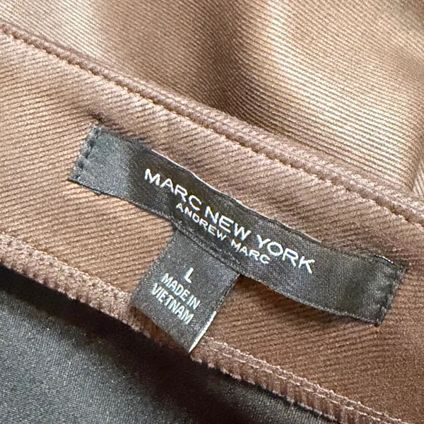 Marc New York Andrew Marc Brown Faux Leather Wrap Midi Skirt Gold Chain M3MSE247 - Image 5