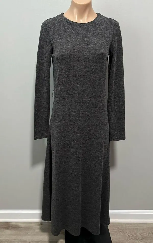 Zara Gray Sweater Maxi Midi Dress Small Long Sleeve NEW - Image 2
