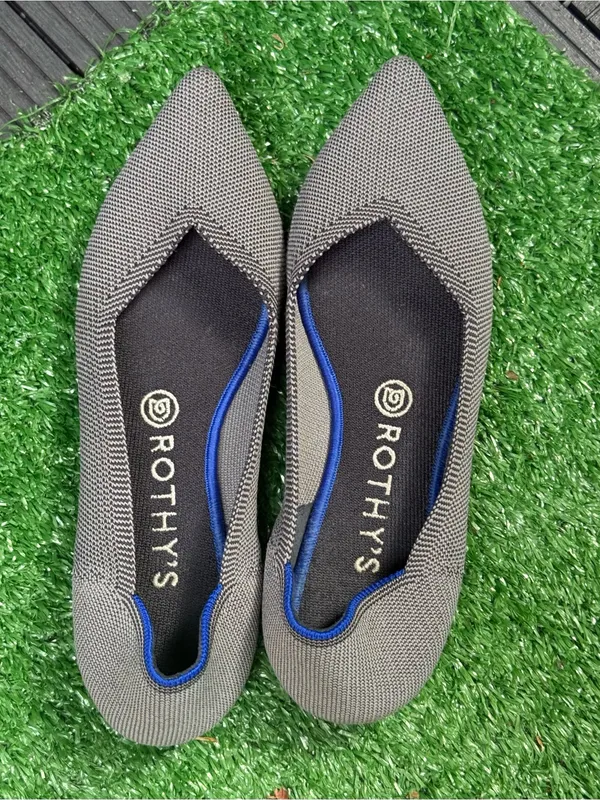 Rothy's The Point Cloud Grey Birdseye Pointed Toe Flat Size W8.5 - Image 8