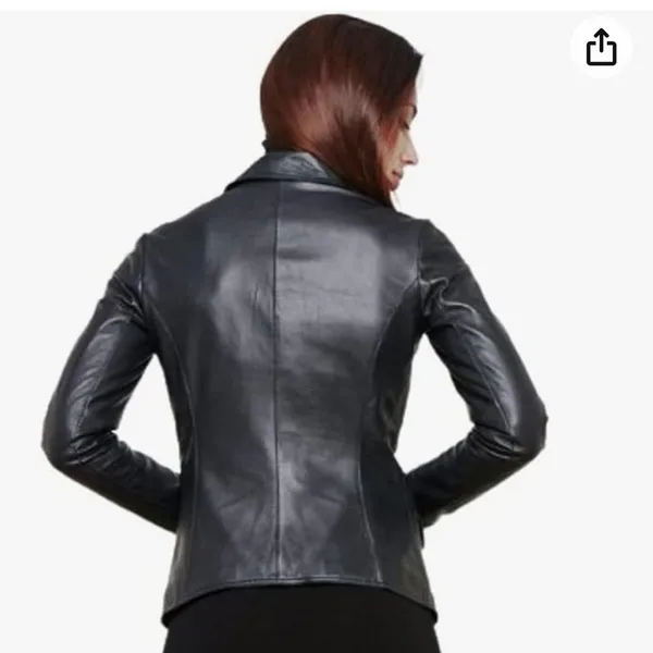 SKADO Women's Leather Blazer Black Size L - Image 3