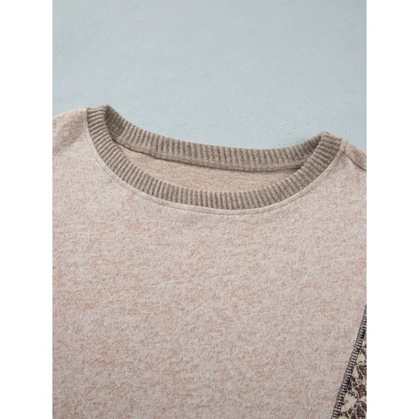 Floral Print Round Neck Long Sleeve Shift Top - Image 6