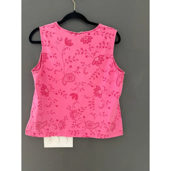 Croft & Barrow Y2k Fairy Pink Floral Paisley Embroidered Sequin Tank Top XL Womens - Image 5