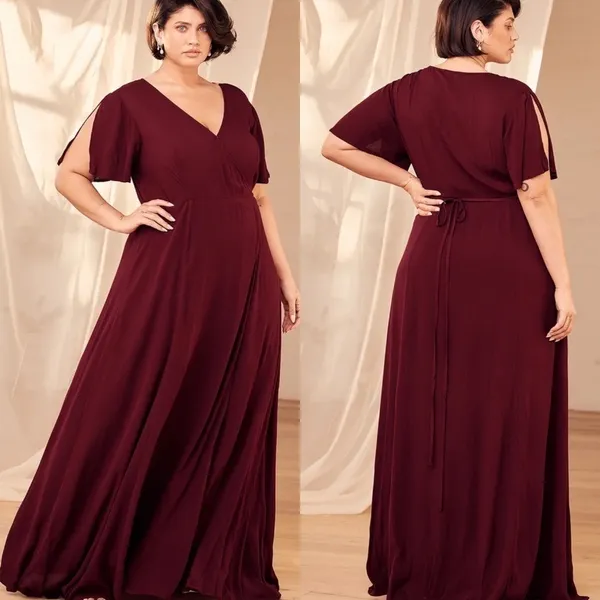 NWT Lulus‎ Heart of Marigold Wrap Maxi Dress in Burgundy Size 1X - Image 2