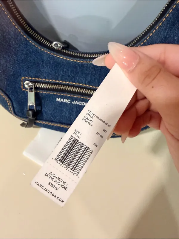 Marc Jacobs Dark Blue Denim Crescent Shoulder Bag - Image 4
