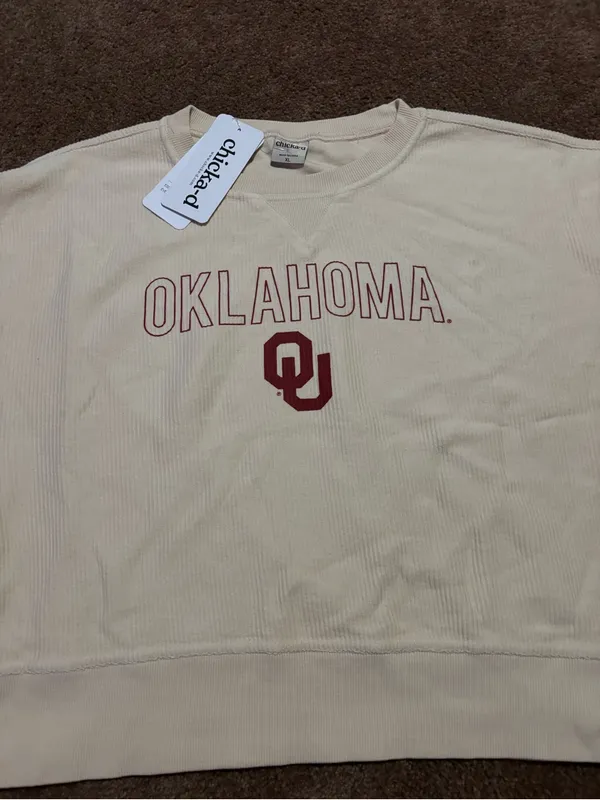 Cropped Oklahoma Crewneck Sweatshirt - Cream - Image 2