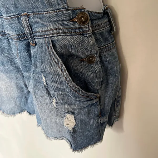 Empyre Cora Denim Y2K Jean Women Shortalls Sz 5 Grunge Indie Distressed Raw - Image 7