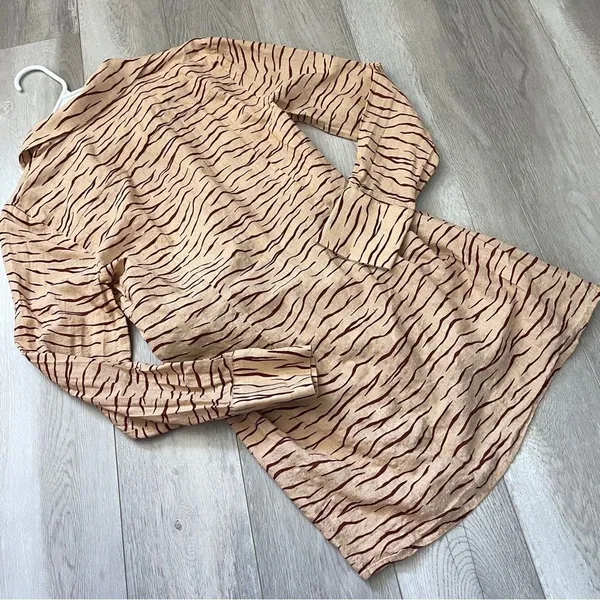 Onia Printed Dress cotton animal wrap shirt mini womens Orange small resortwear - Image 5
