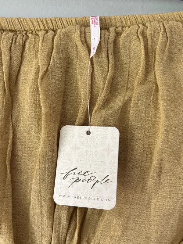 Free People Cut Out For It Strapless Jumpsuit Yellow Gold Hippie Boho Flowy - Image 6