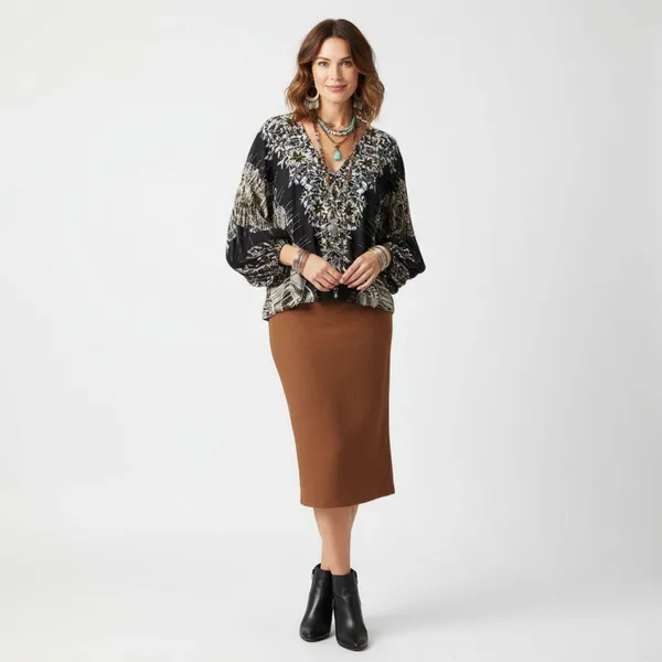 Free People Black Print Long Sleeve Peasant Boho Festival Oversized Top Blouse M - Image 6