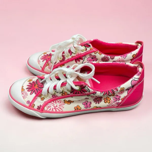 Y2K Floral Coach Barrett Canvas Sneakers Pink White Lace Up Shoes Women's 8B - Image 4