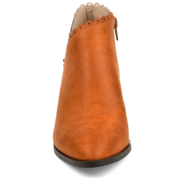 Journee Collection Womens Booties Size 8 Rust Orange Tessa Inside Zip Stacked Heel Almond - Image 6