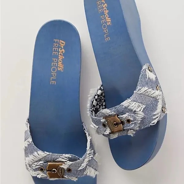 Free People Denim Strap Blue Platform Sandals - Image 9