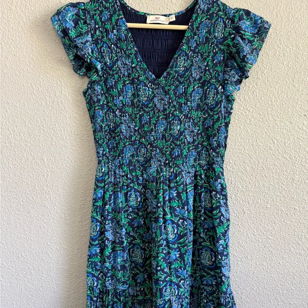 Vineyard Vines Anegada Floral Smocked Midi Dress‎ Size XS - Image 3