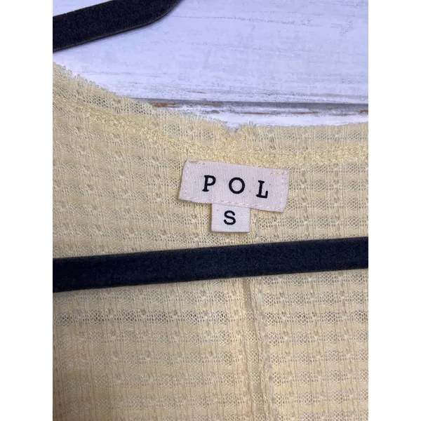 POL Yellow Textured Lace Trim Sleeveless Tank Top Size Small - Image 4