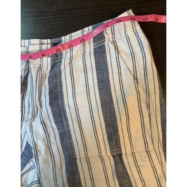 Gap Linen Pant Womens 6R Wide Leg Blue White Stripe Boho Coastal Prep‎ READ - Image 7