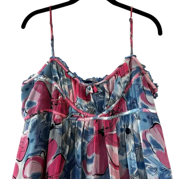 Vintage Y2K Silk Babydoll Top 90s Fairy Coquette Romantic Size Large - Image 3