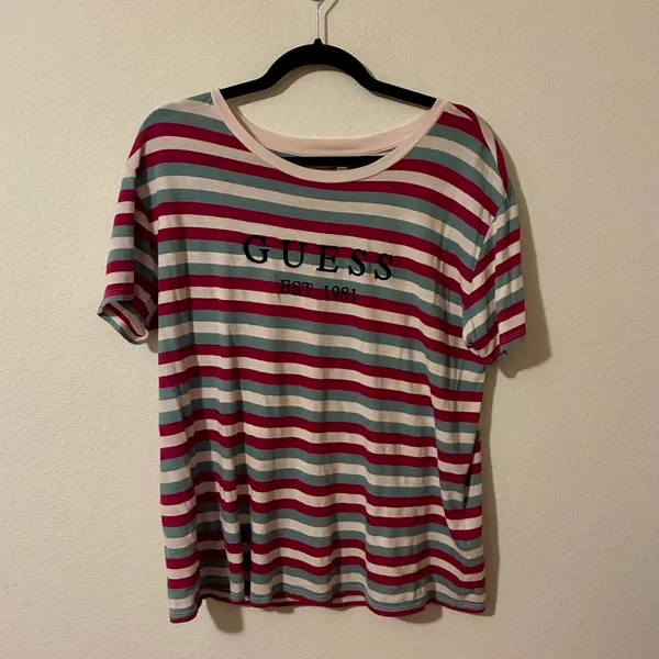 guess logo graphic tee multicolored striped t-shirt - Image 2