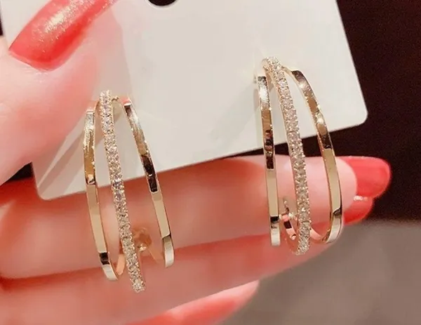 CZ Open Gold Hoop Earrings for Women - Image 3