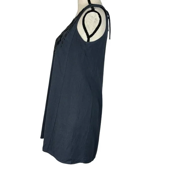Miss Me Small Mini Dress Sleeveless Embroidered Keyhole Neck Lined Stretch Blue - Image 6