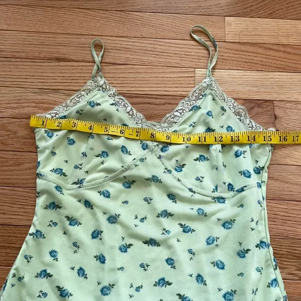 Wild Fable Floral Lace Cami Babydoll Slip Dress Medium Green Floral Coquette Cottagecore - Image 4