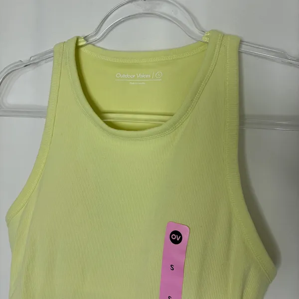 Outdoor Voices Yellow Chartreuse Ribbed Active Tank w/Built In Bra Womens Small - Image 2