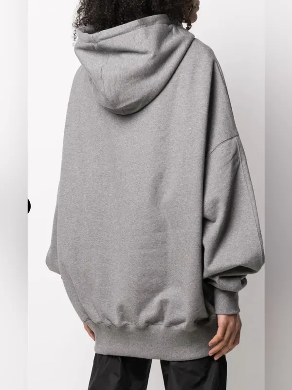 Daily Paper Horhine Rhinestone Logo Cotton Oversized Gray Hoodie XS - Image 6