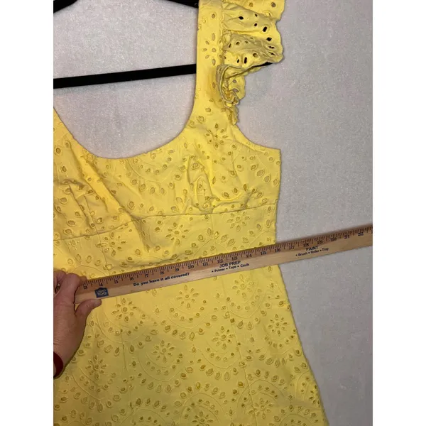 En Saison Guinevere Dress Lemoncello Yellow Eyelet Ruffle Mini Dress Large - Image 10