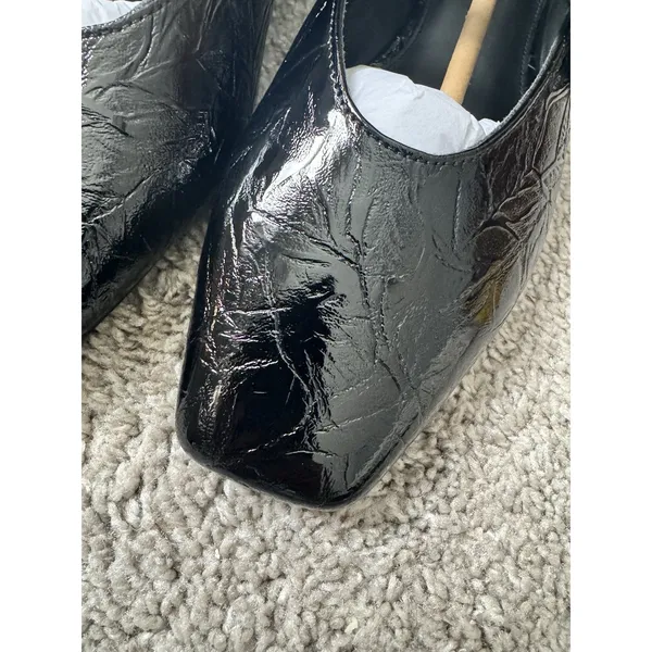 NWB Katy Perry The Evie Mary Jane Ballet Flat Womens Size 8 M Crinkle Black - Image 5