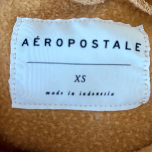 Aeropostale XS Orange Acid Wash Cropped Hoodie Raw‎ Hem Pullover Sweatshirt - Image 3