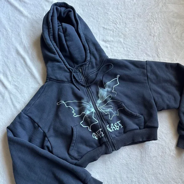 Outcast Clothing Nya Cropped Hoodie Vintage Navy - Image 4