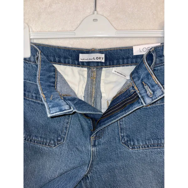 Loft Palmer Wide Leg Jeans Medium Wash High‎ Rise Patch Pocket measures sz 29 - Image 9