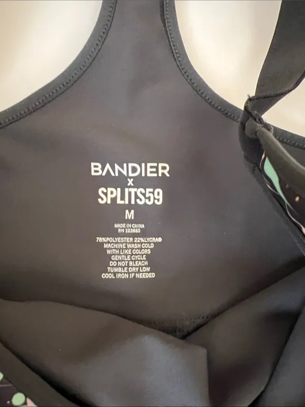 Printed Black Sports Bra with Pastel Splatter Detail - Image 2