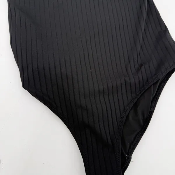 Aerie Women's Black One Piece Ribbed Full Coverage Swimsuit Size Small Long - Image 2