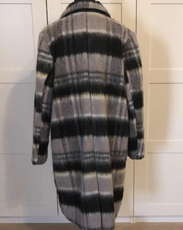 Double breasted plaid wool blend coat Size L - Image 4