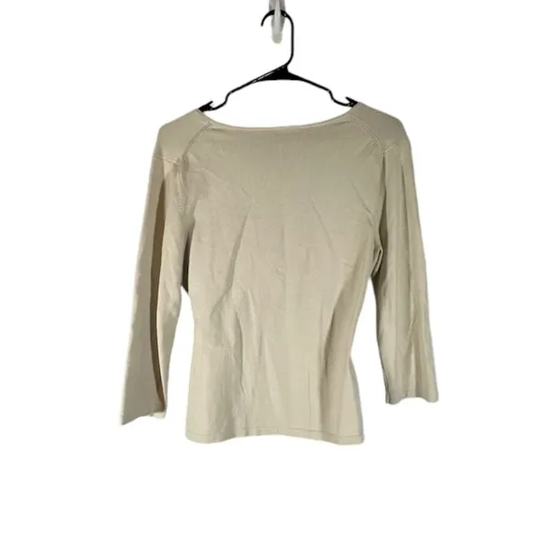 Ann Taylor Beige Long Sleeve Wrap Style Dressy Blouse Women Sz M - Image 2