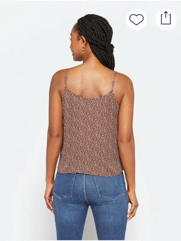 PAPERMOON Conway Brown Polka Dot Printed Tie-Hem Cami Tank Top Size XL - Image 2