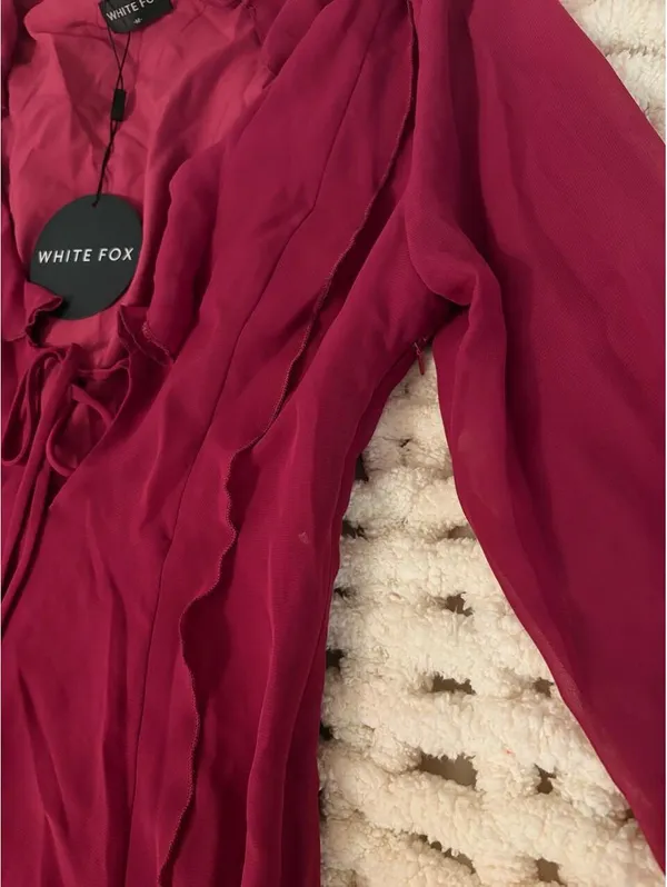 White Fox Boutique Women's Pink and Burgundy Dress - Image 5