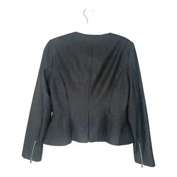 Calvin Klein Womens Denim Blue Peplum Zip Up Blazer,‎ Size 8 - Image 3