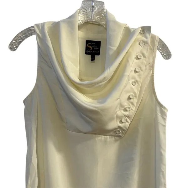 Serena Williams Signature Statement Sleeveless Cowl Neck Blouse Off-white Size S - Image 3