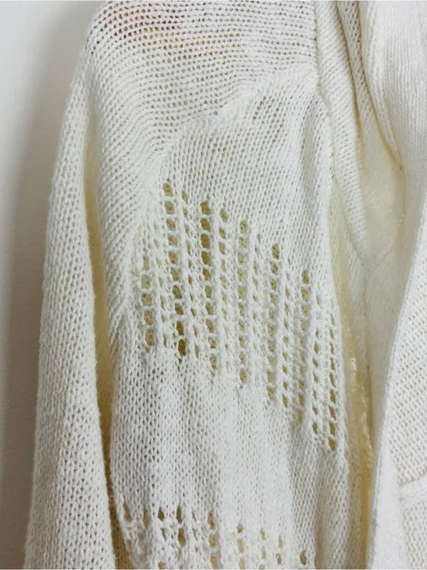 Anthropologie Moth long line cocoon open weave hooded cotton linen blend sweater - Image 2