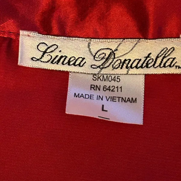 Linea Donatella Womens Satin Notch-Collar Pajama Set Size Large Color red - Image 5