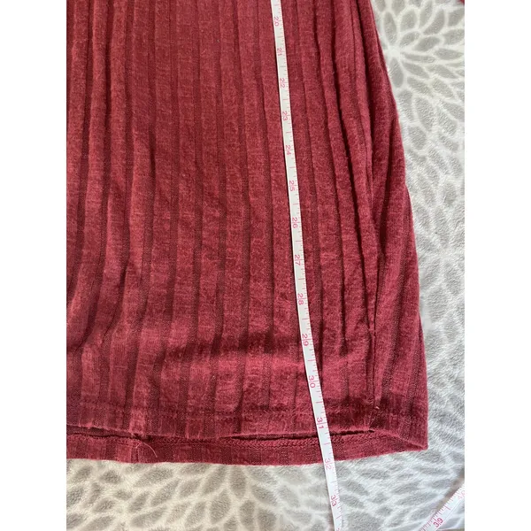 Minimalist Ribbed Mock Neck Dress XS Long Sleeve Y2K Fall Rust‎ Red Cabin Preppy - Image 6