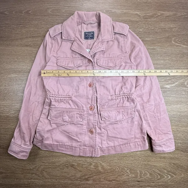 Abercrombie & Fitch Utility Jacket Womens XS Pink Military Cargo Cotton NWT - Image 10