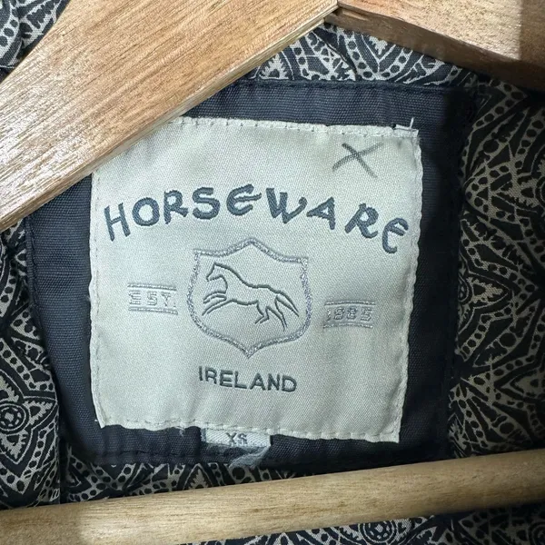 Horseware Ireland Womens size XS Waxed Canvas Leather Trim Quilted Barn Vest - Image 10