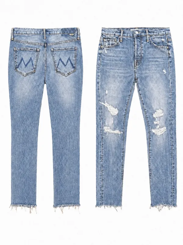 Mother jeans Trickster skimp fray thrill seeker raw hem distressed blue denim 24 - Image 2